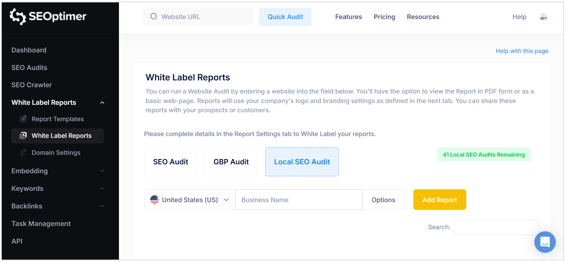 Select report type